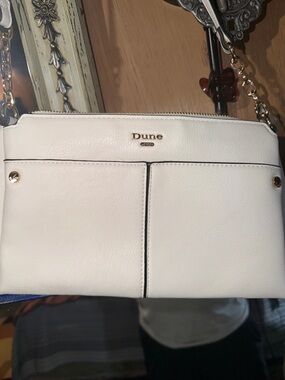 Dune London White Leather Crossbody with Gold Hardware